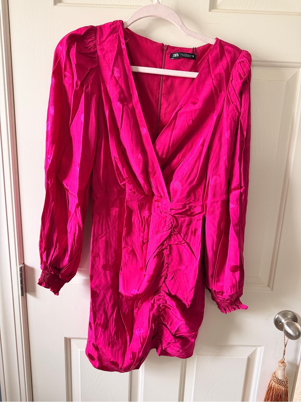 Zara Bright Fuchsia Wrap-Style Mini Dress